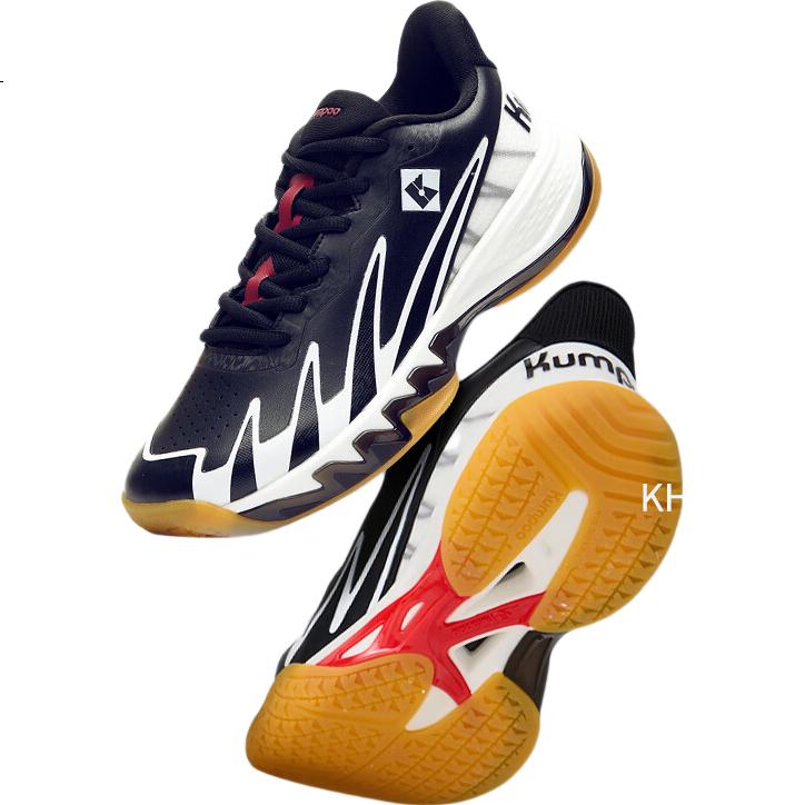 KUMPOO KH-G828 Featherweight Badminton Shoes Non-Slip Shock Absorption Breathable Professional Competition Sports Shoes Shura Black/White Size 42
