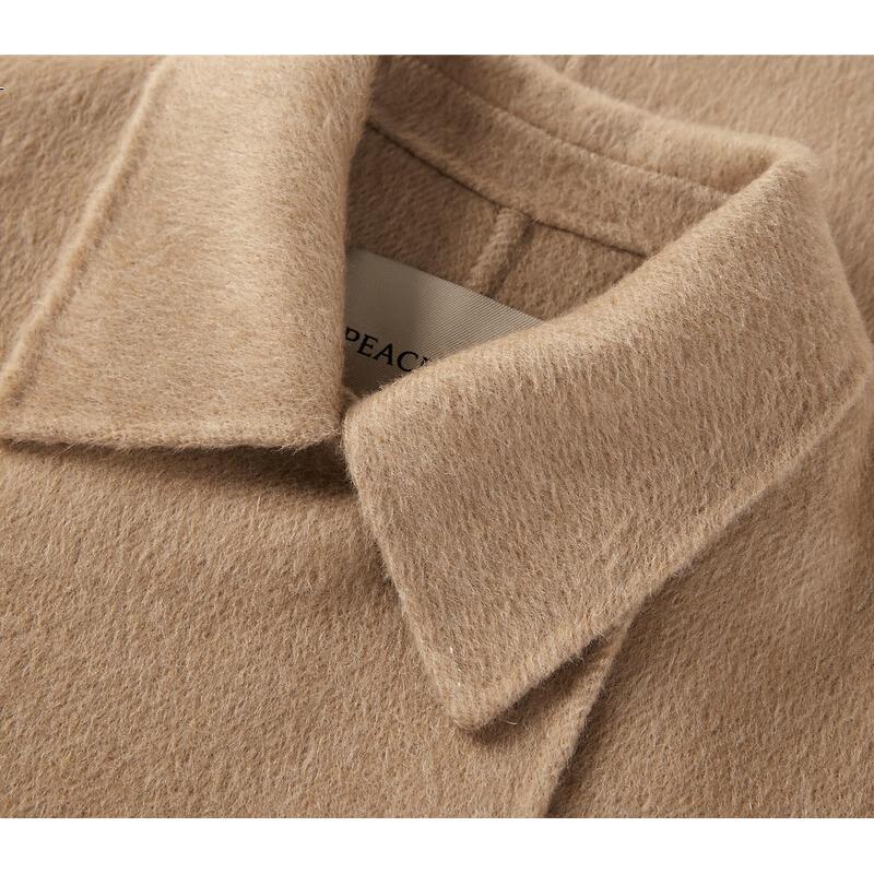Peacebird Women's Woolen Double-Breasted Double-Faced Coat Winter Camel Color L