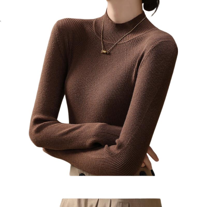 YUZHAOLIN Women's Half Turtleneck Knit Base Shirt Autumn Winter Inner Wear Little Chanel Style Sweater Black