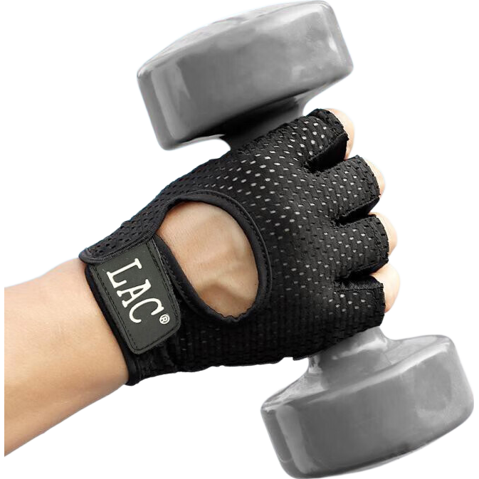 LAC Fitness Gloves for Men And Women, Sports Equipment Training Non-Slip Breathable Summer Half-Finger Pull-Up Bar Hollow Breathable Black L Size