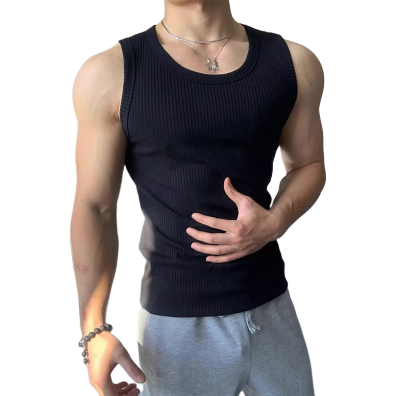CLOR Men's Summer Sleeveless T-Shirt American Style Gym Workout Tank Top DXC27 Black 2XL