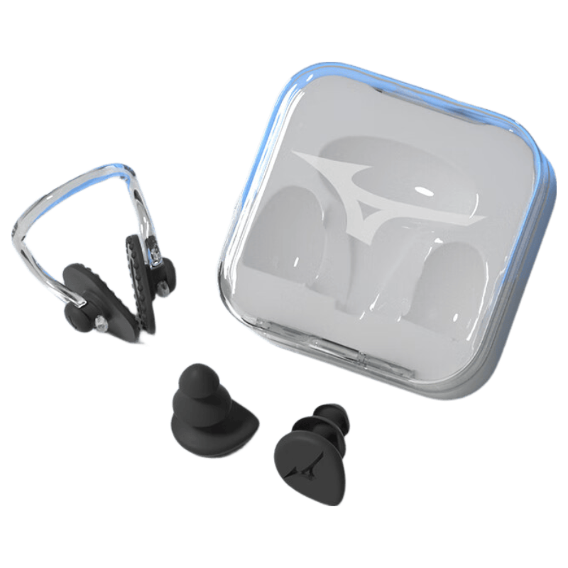 MIZUNO Swimming Earplugs with Nose Clip, Professional Anti-Choking Water, for Adults And Children, No Sound Isolation, Bathing, Otitis Media Prevention Equipment N2002 Black