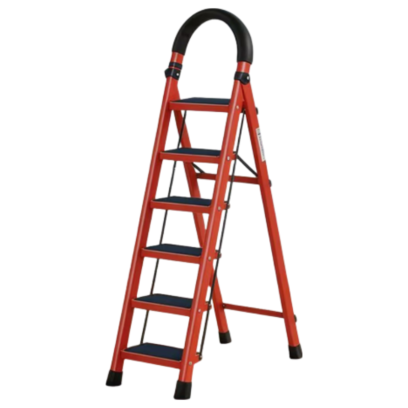 Yilinju Household Safety Folding Telescopic Multi-Functional Step Ladder Red 6-Step