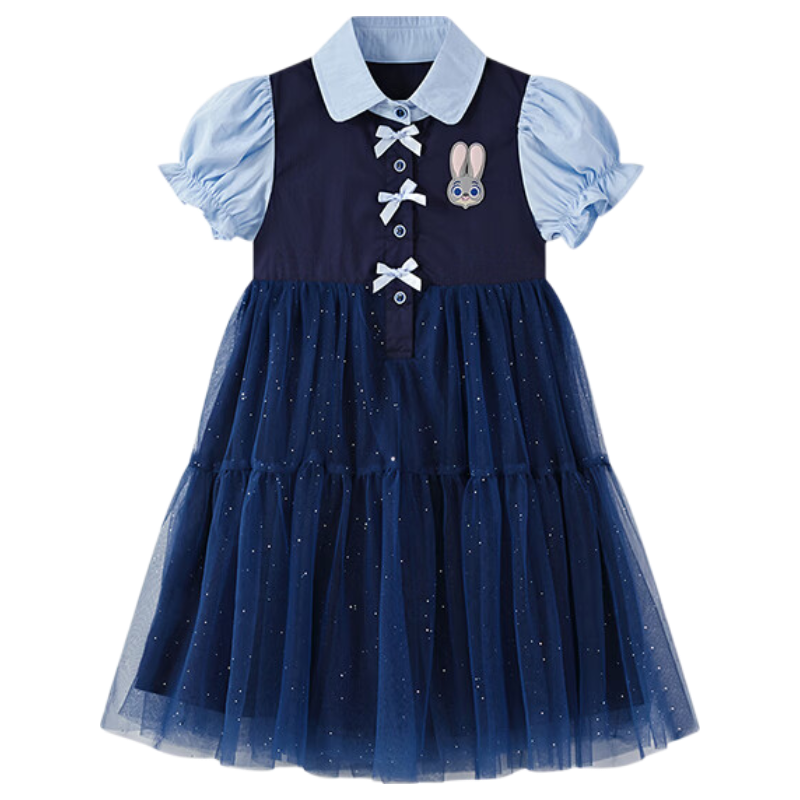 Disney Girls Bunny Police Officer Dress Children's Summer 2026 New Stylish Little Girls Two-Piece Princess Dress