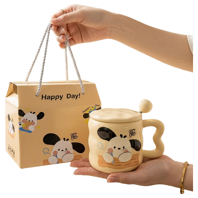 Baqianxing Ceramic Mug, Coffee Cup, High-Quality Water Cup with Lid And Spoon, Gift Box for Girlfriend's Birthday Present