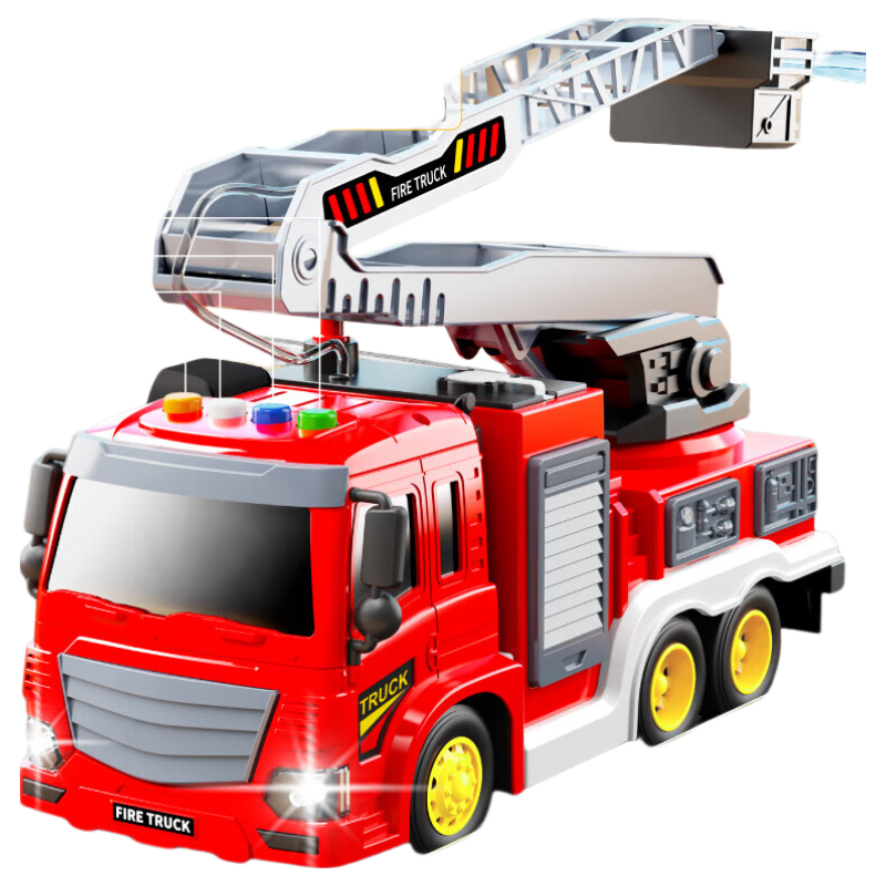 Honey Joy Fire Truck Toy 1-3-6 Years Old Children's Ladder Car Model Water Spray Large Boys Gift