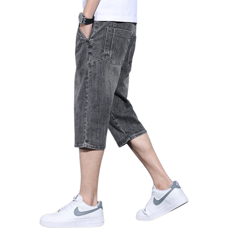 Playboy Men's Denim Shorts Summer Lightweight Loose Straight Casual Fashion Stretch Men's Capri Pants