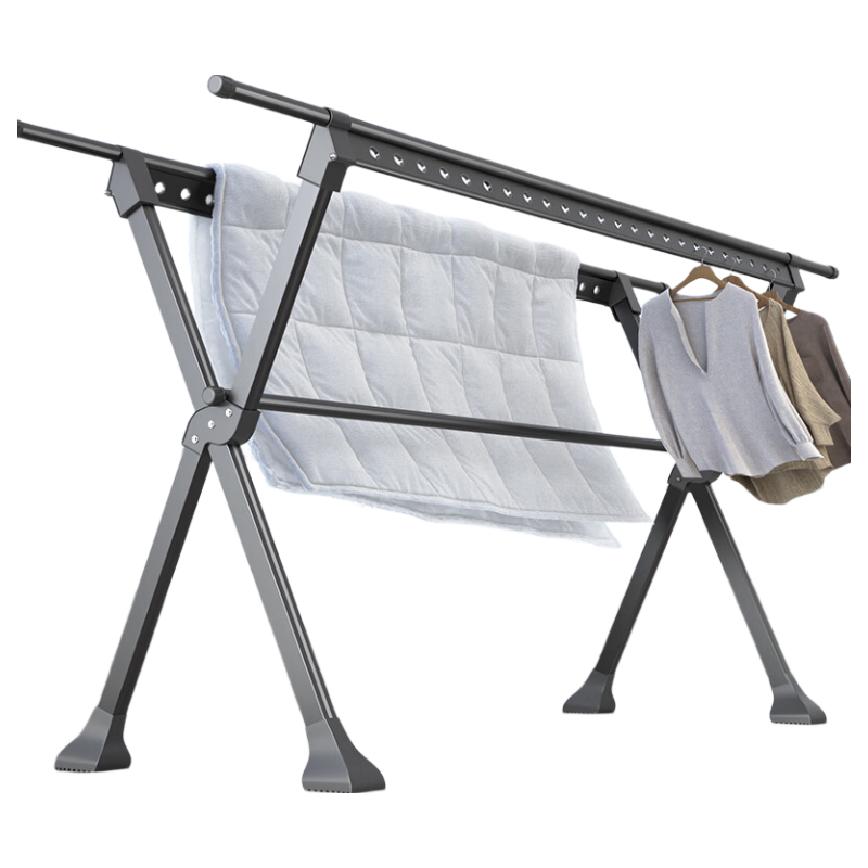Cenggao Folding Clothes Drying Rack for Indoor Balcony, Gunmetal Gray 7th Generation [Horse Hoof Design, 1.5 Meters]