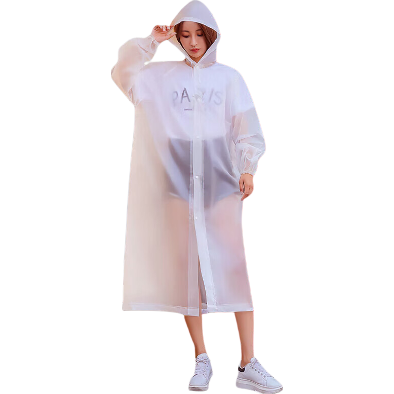 BWNK Non-Disposable EVA Raincoat, Outdoor Hooded Four-Button One-Piece Poncho, Yellow