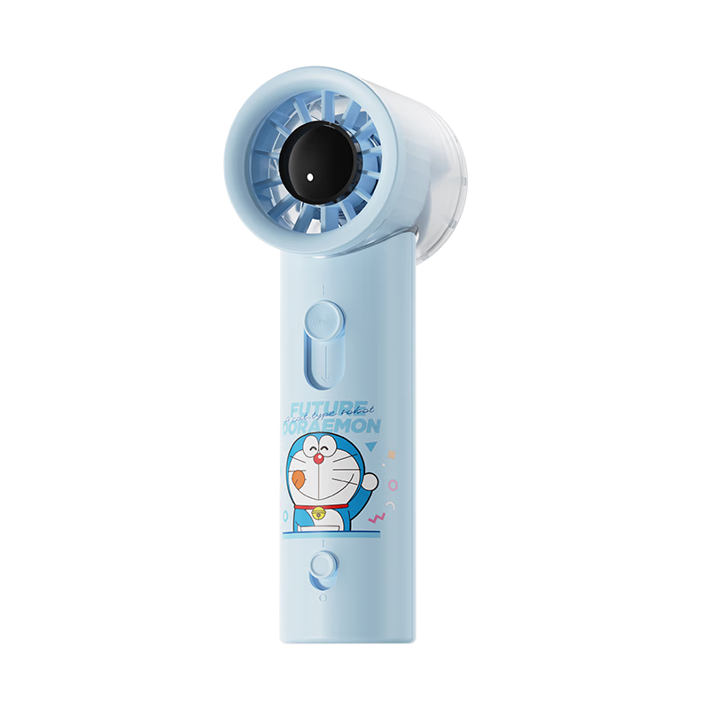 ROCK Doraemon Handheld Fan Digital Display Turbo Strong Wind Portable Silent Mini USB Fan Long Battery Life Cute Cooling Blue