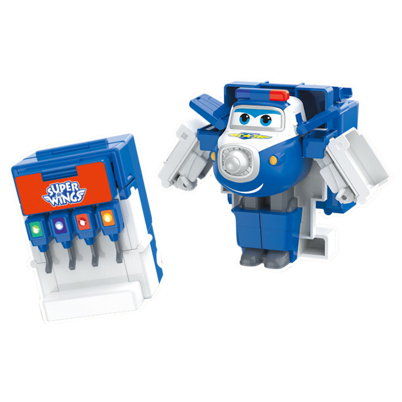 AULDEY Super Wings Transforming Sheriff Beverage Machine Kids Transforming Toy Birthday Gift for Boys and Girls