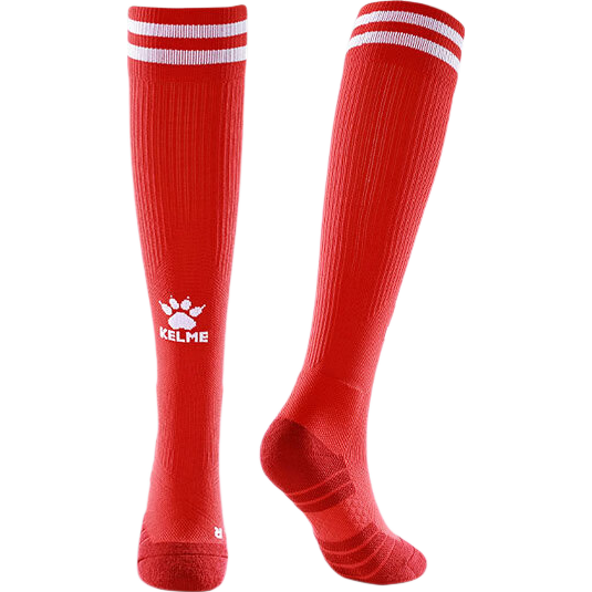 KELME Kids Long Tube Football Socks Thickened Terry Sole Non-Slip Seamless Sports Socks XS Red