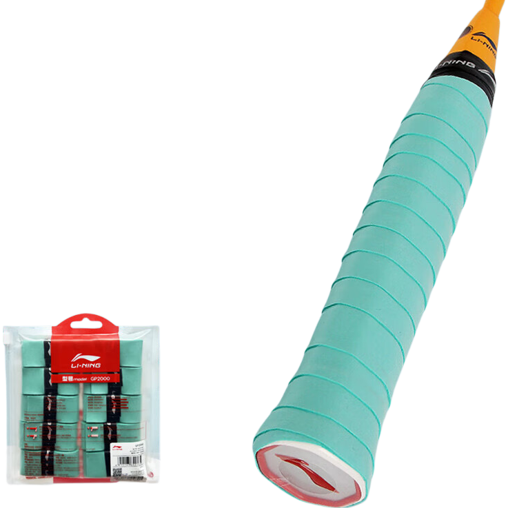 Li-Ning Badminton Grip Tape, Sweat-Absorbing And Non-Slip GP2000, Pack of Ten, Mint Green And Ebony Wood