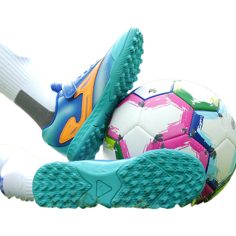 JOMA Soccer Shoes TF Turf Cleats for Youth, Children, And Elementary School Students, Non-Slip Breathable Football Training Shoes, Blue/orange, Size 32