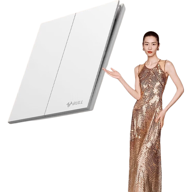 BULL Switch Socket G57 Butterfly Ultra-Thin Two-Way Double Control Switch Large Panel Switch G57K212 Muxue White Concealed Installatio