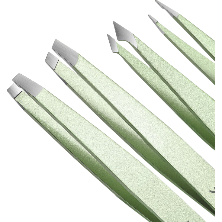 LiQing Stainless Steel Eyebrow Tweezers Set of 4 with Eyebrow Comb Hair Removal Grooming Tool