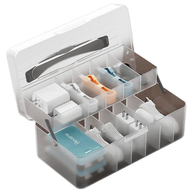 Jinlongxing Desktop Cable Organizer Box for Charging Cables, Power Cords, USB Drives And Small Items Storage Solutio