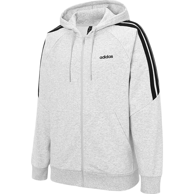 Adidas Men's Outdoor Three-Stripe Running Hooded Sports Jacket KA2579 Light Heather Gray 2XL