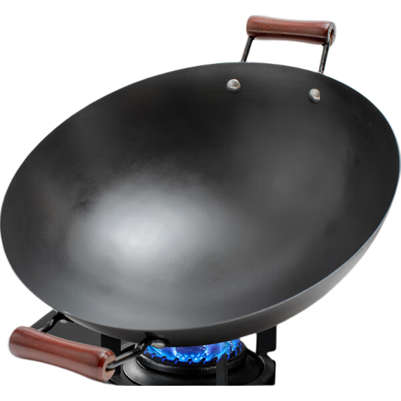 Jitiechui Iron Wok Zhangqiu Non-Coated Wok Non-Stick Double-Handled Round Bottom Frying Pan for Gas Stove Cooking 40cm