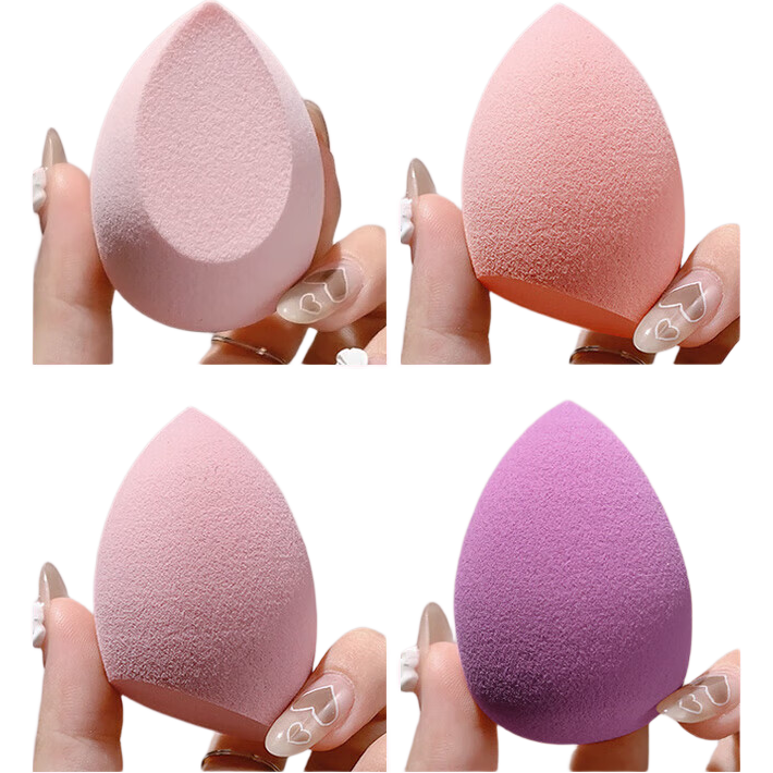 Liqing Strawberry Mousse Beauty Blender [4 Pieces], Makeup Sponge, Non-Powder Absorbing Sponge, Foundation Puff, Wet And Dry Use