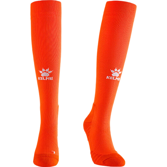 KELME Over-the-Knee Long Football Socks Lycra Antibacterial Odor-Resistant Professional Match Elite Non-Slip Towel Bottom Socks Orange M