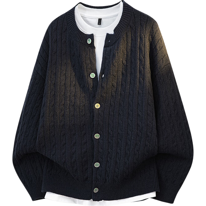 Homlean Vintage Style Casual Cardigan Sweater Men Autumn Winter Loose Knit Jacket HX66 Dark Teal XL