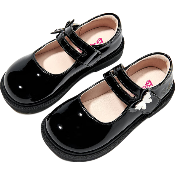 Barbie Girls' Black Leather Shoes for Spring And Autumn, Versatile School Performance Shoes for Girls DA6561 Black Size 35