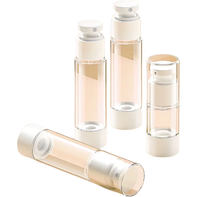 LiQing Vacuum Dispensing Bottle Lotion Bottle Set 50ml*2 Press Pump Bottles Empty Travel Portable Cosmetic Bottles