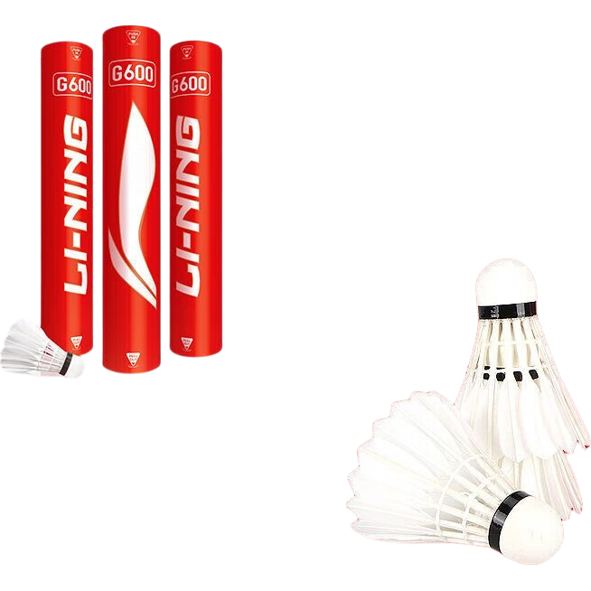 Li-Ning Badminton G600 Goose Feather Shuttlecocks for Youth Competition, Durable, Stable Flight, One Tube of 12, Speed 77