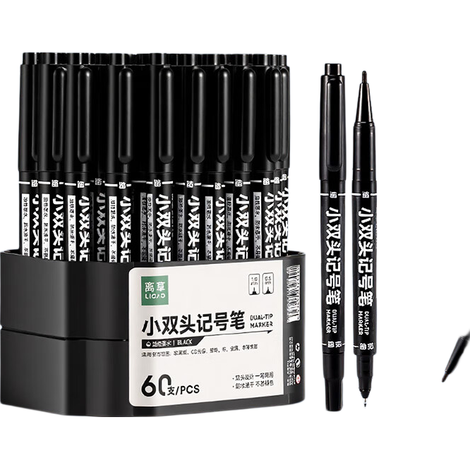 Licao Oil-Based Dual-Ended Waterproof Quick-Dry Fine Tip Art Outline Marker Pen Large Capacity 60pcs