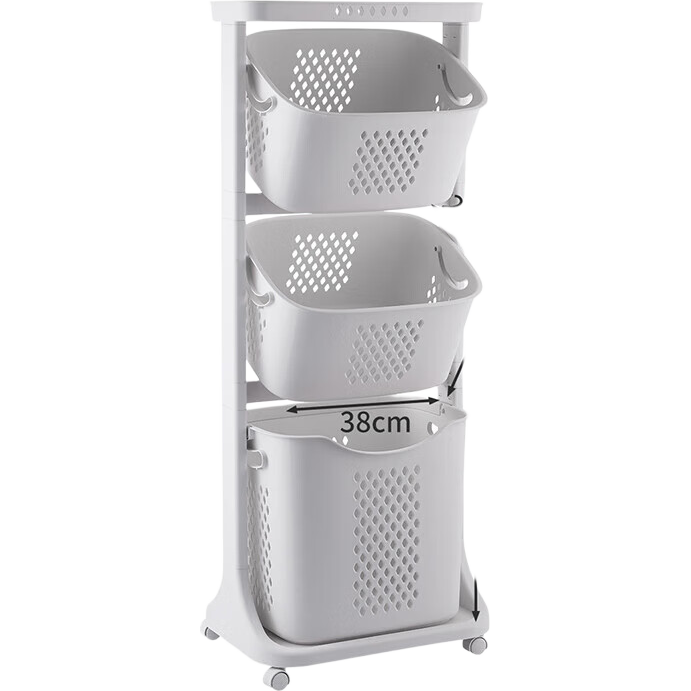 JEKO&JEKO Household Laundry Hamper, Dirty Clothes Basket, Bathroom Storage Organizer, Laundry Sorting Basket with Three Layers