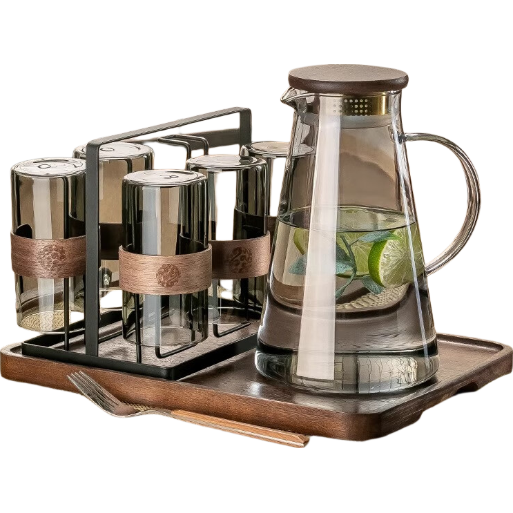 CRISTALGLASS Heat-Resistant High Borosilicate Glass Water Cup Set, Home Drinking Cups, Living Room Guest Tea Cups, New Chinese-Style Elegant Desig