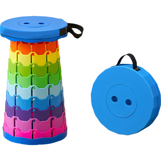 Hakkai Bird Telescopic Folding Stool Portable Creative Spiral Folding Chair Rainbow Stool Subway Seat Magic Train Bench Folding Stool