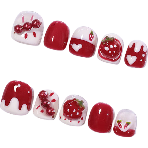 Miss Candy Children's Handmade Wearable Short Armored Gloves, Cute Cartoon Nail Stickers, Girls' SR020 Ice Sugar Gourd, Size M