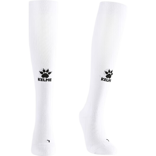 KELME Long Over-the-Knee Football Socks Lycra Antibacterial Odor-Resistant Professional Match Elite Non-Slip Terry Bottom Socks White L