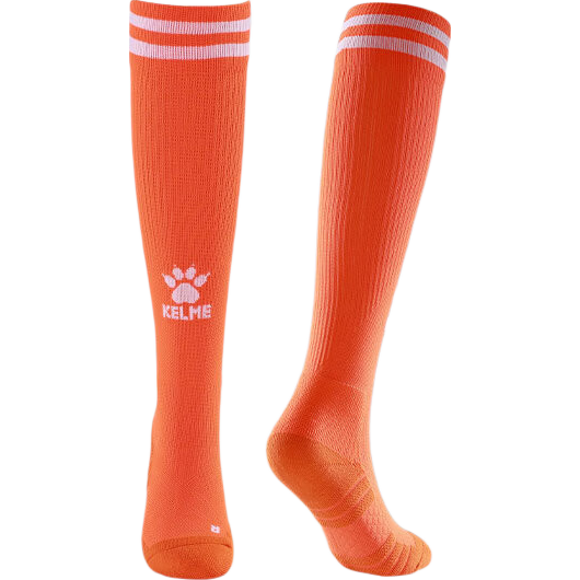 KELME Kids Long Tube Football Socks Thickened Terry Sole Non-Slip Seamless Sports Socks L Orange