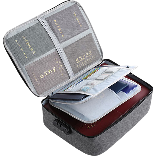 BAHAINIAO Family Document Storage Bag, Home Use Passport Organizer, Multifunctional Large Capacity with Lock Box, Bank Card Holder, Household Register, Passbook, Contract Holder