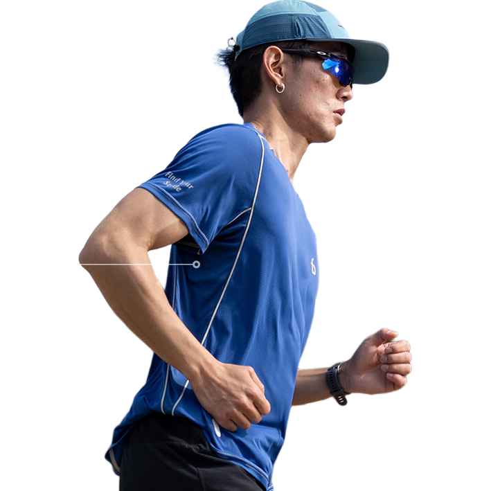 Flipbelt [Silver Ion T] Men's Short-Sleeve Summer Breathable Sports Casual Fitness Top for Running, Glacier Blue, Size S