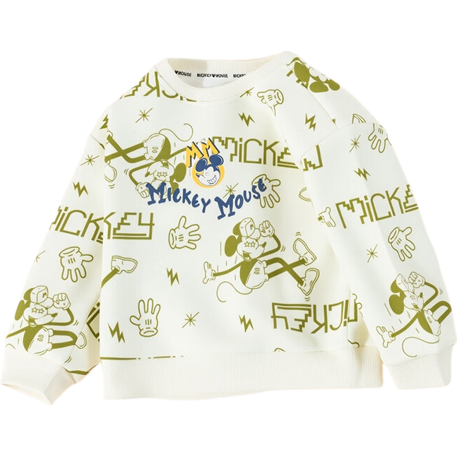Disney Children's Cartoon Minnie Sweatshirt, Fashionable Casual Comfortable Warm Versatile Sweatshirt for Autumn, Apricot White, Size 130