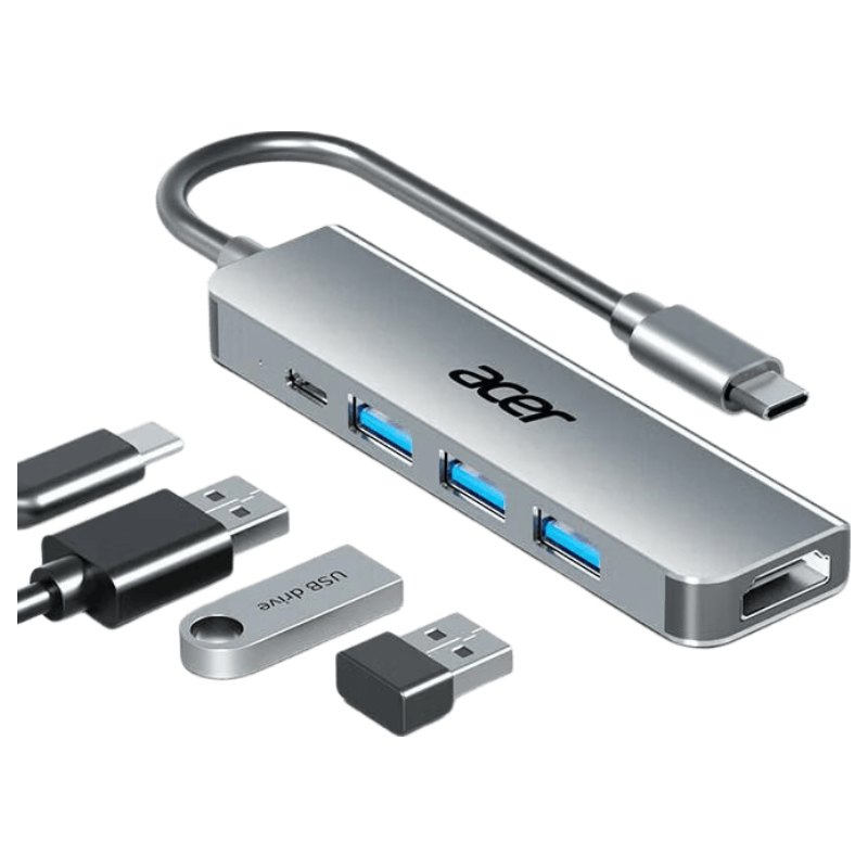 Acer Type-C Expansion Dock, USB3.0 Hub, HDMI Adapter, Compatible with MacBook Computers, Converter, 4K Screen Mirroring, PD Charger, Five-I
