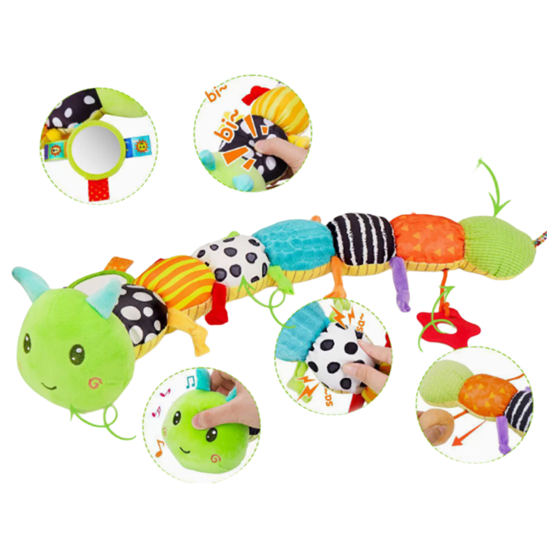 COOKSS Baby Soothing Plush Musical Toy 0-1 Year Newborn Sleep Aid Caterpillar Height Ruler