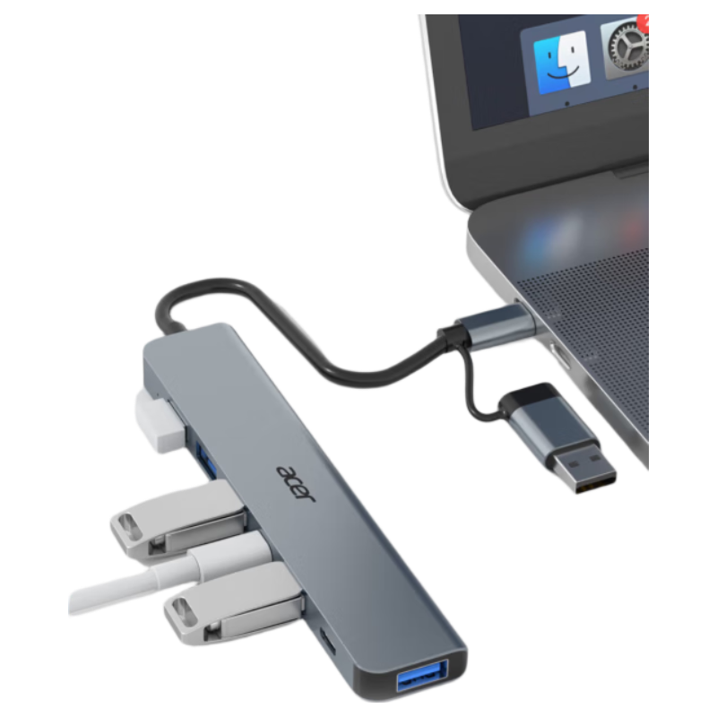 Acer Type-C/USB Expansion Dock to USB 3.0 Hub, High-Speed 7-Port Hub, Multi-Port Adapter Converter Suitable for Laptops And Tablets