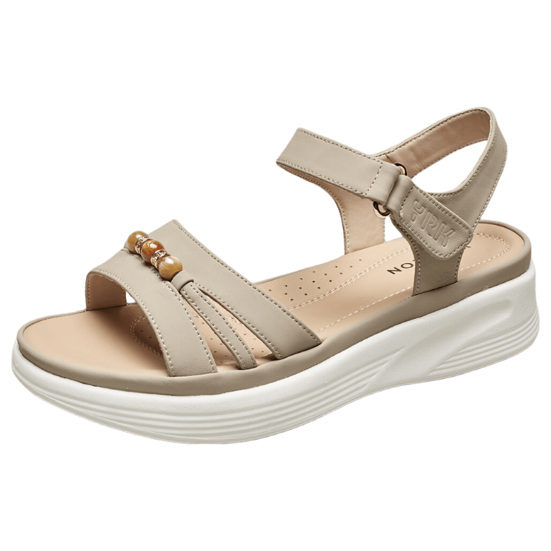 Eierkang Women's Fairy Style Wedge Sandals with Skirts Beach Shoes Thick Sole Mom Sandals 18074W Khaki Size 38