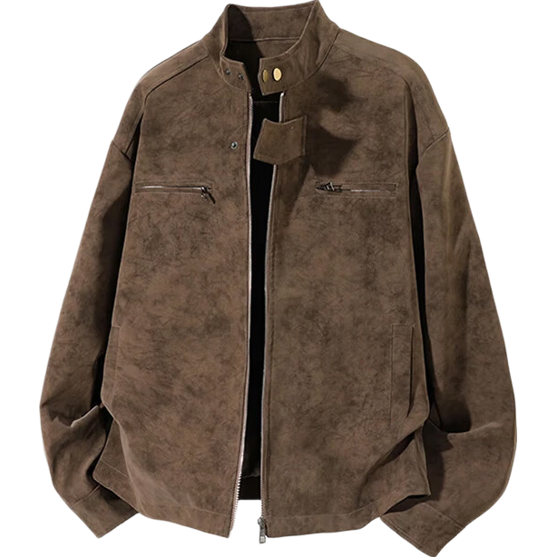 Dingfengbaoluo American Vintage Leather Jacket Men Autumn High-End Short Padded Shoulder Pilot Jacket XC38 Coffee Color M