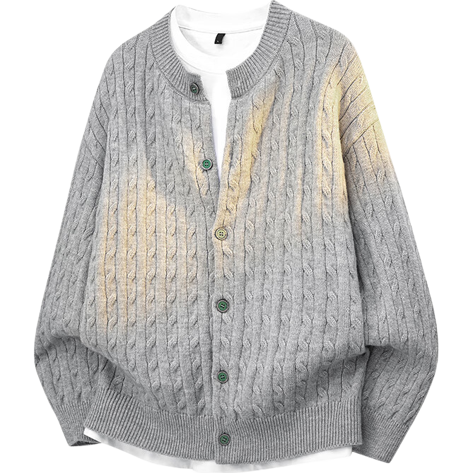 Homlean Old Money Style Casual Cardigan Sweater Men Autumn Winter Lazy Fit Knit Jacket HX66 Cedar Gray XL