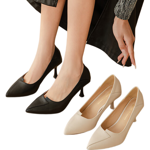 Dusto Women's Spring 2026 New French Style Pointed Toe Thin Heel High Heels Elegant Dress Pumps