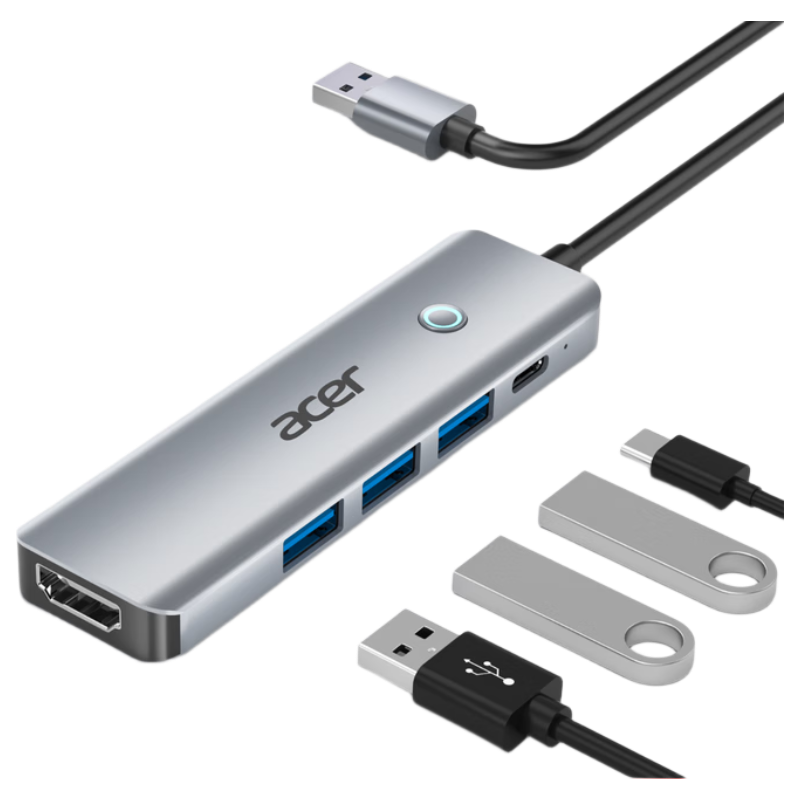 Acer USB to HDMI High-Definition Screen Mirroring Docking Station, USB 3.0 Hub Adapter, Compatible with MacBook, Huawei Computers, Tablets, Converter, Five-I