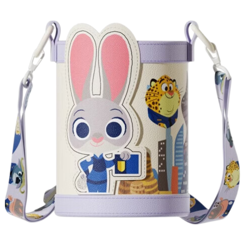 Germ Zootopia Guardian Star Children's Insulated Water Bottle Student Cup Judy Purple Cup Sleeve with Shoulder Strap