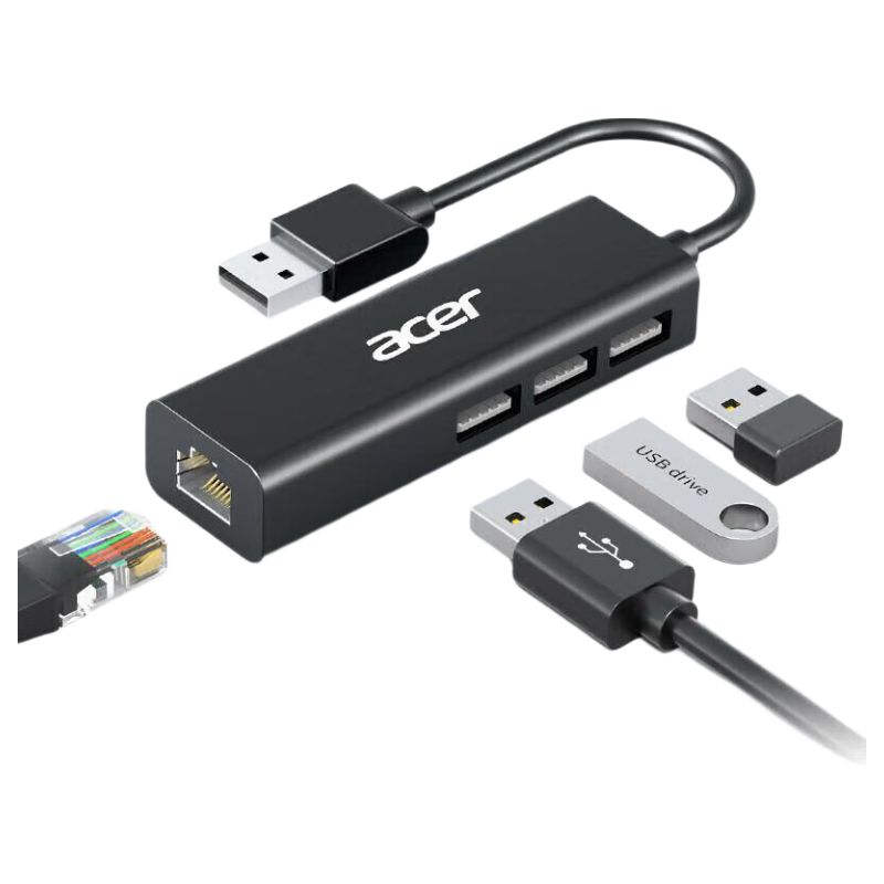Acer USB Hub with Ethernet Port, RJ45 Converter Expansion Dock for MacBook, Huawei Computer Expansion Dock HUB Adapter