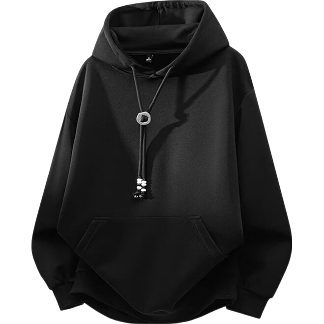 Dingfengbaoluo American Heavyweight Hoodie Men Autumn Loose Casual Trendy Pullover XK01 Black L